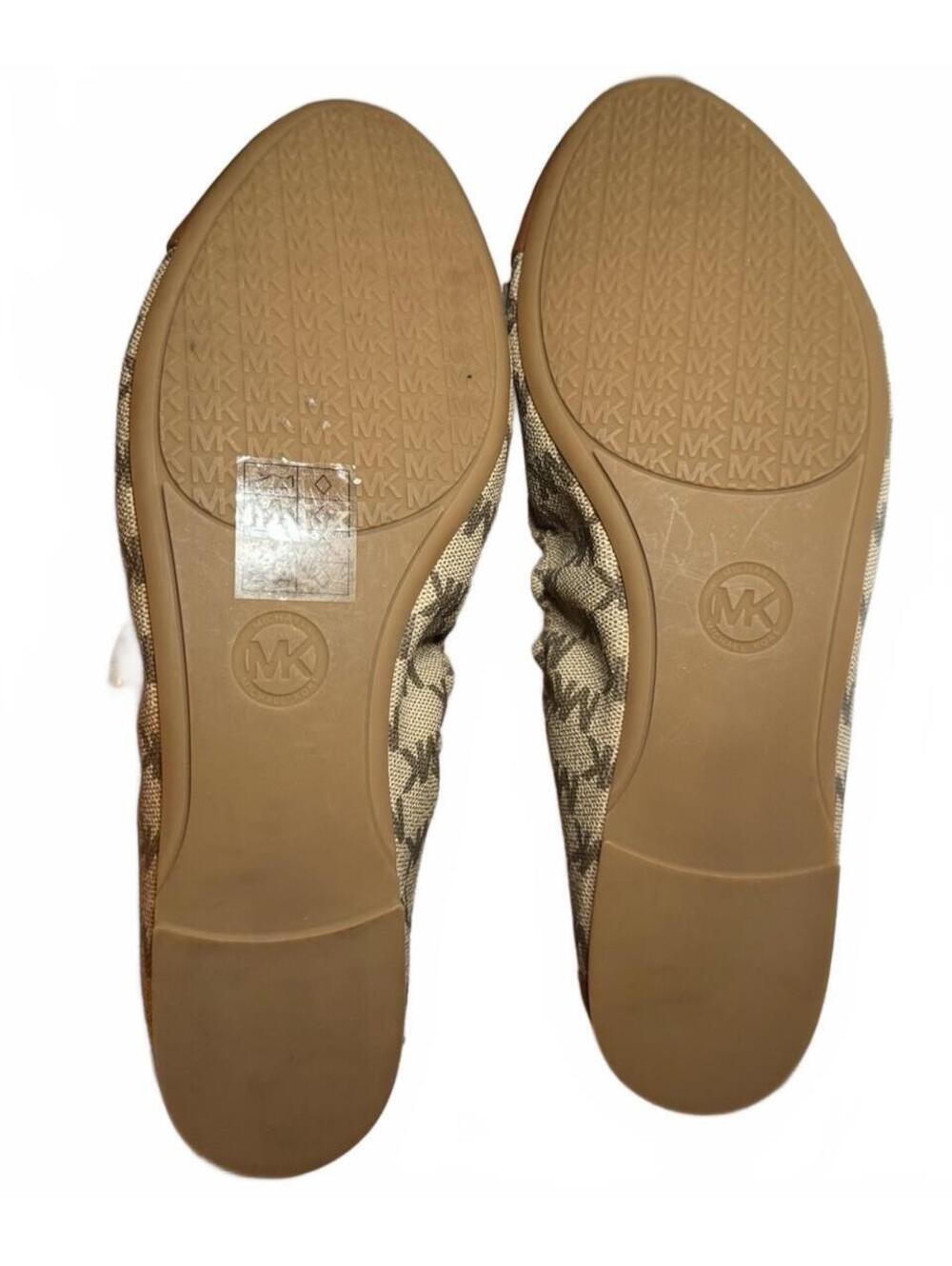 Michael Kors Women's Tan Brown MK Logo Ballet Flats Size 9M with Gold Chain - Picture 11 of 11